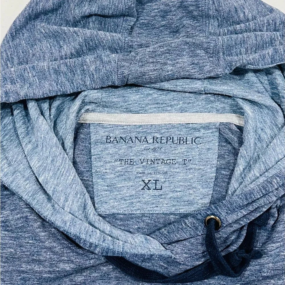 Banana Republic “The Vintage T” Mens Hooded Blue Tees‎ Long Sleeve Size XL